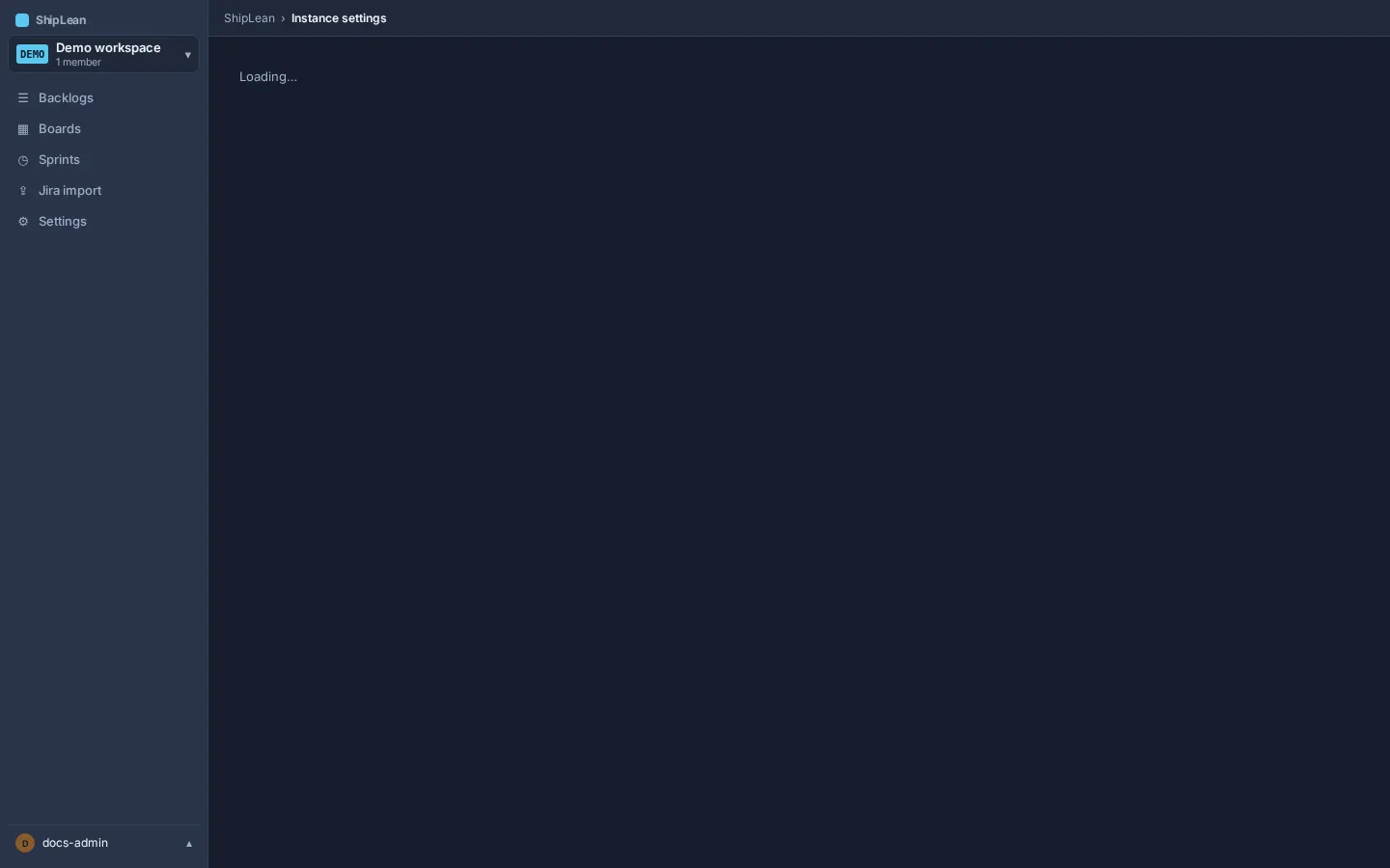 Instance settings with its General, Users, Projects, and Integrations sections.